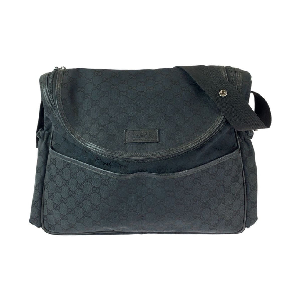 Gucci Black Silver GG Canvas Shoulder Bag