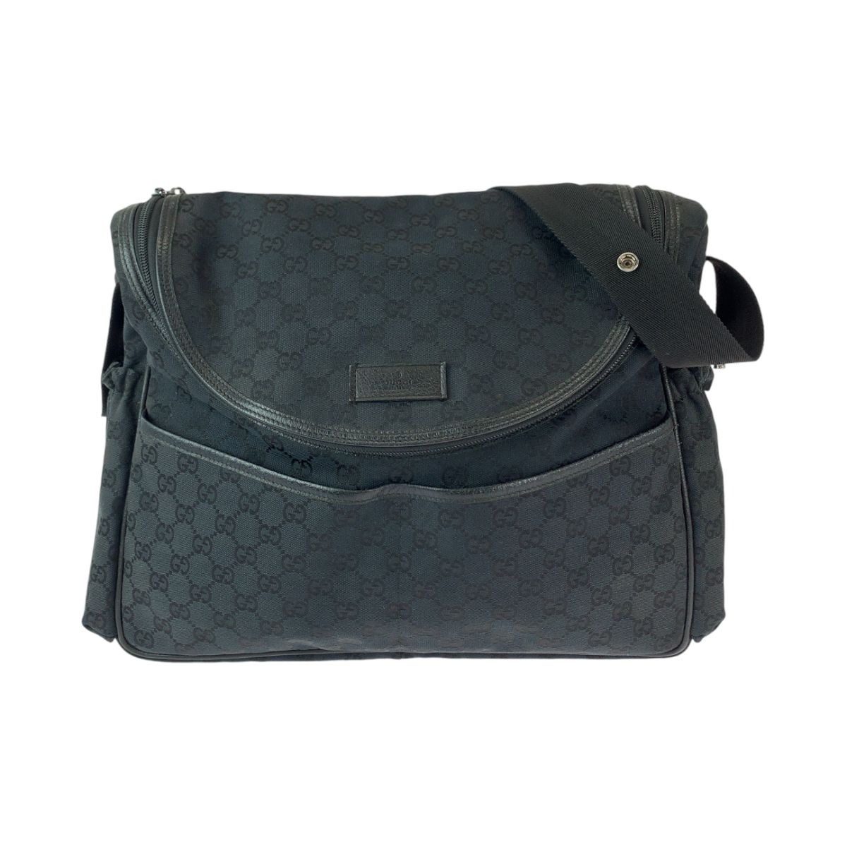 Gucci Black Silver GG Canvas Shoulder Bag