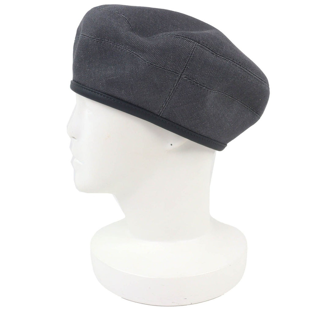 Hermes Saint Honore Cotton Series Button Leather Trimming Beret Hat Gray — view 2