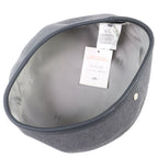 Hermes Saint Honore Cotton Series Button Leather Trimming Beret Hat Gray — view 5