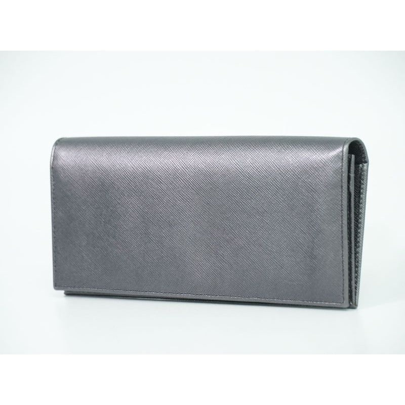 Prada Saffiano Leather Long Wallet Silver 2 M0836 — view 2