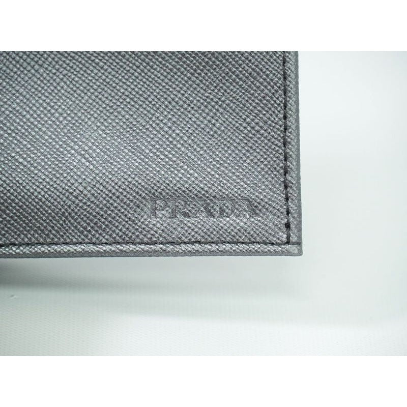 Prada Saffiano Leather Long Wallet Silver 2 M0836 — view 7