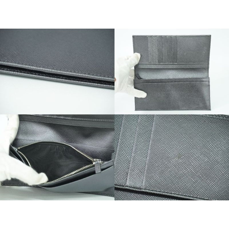 Prada Saffiano Leather Long Wallet Silver 2 M0836 — view 8