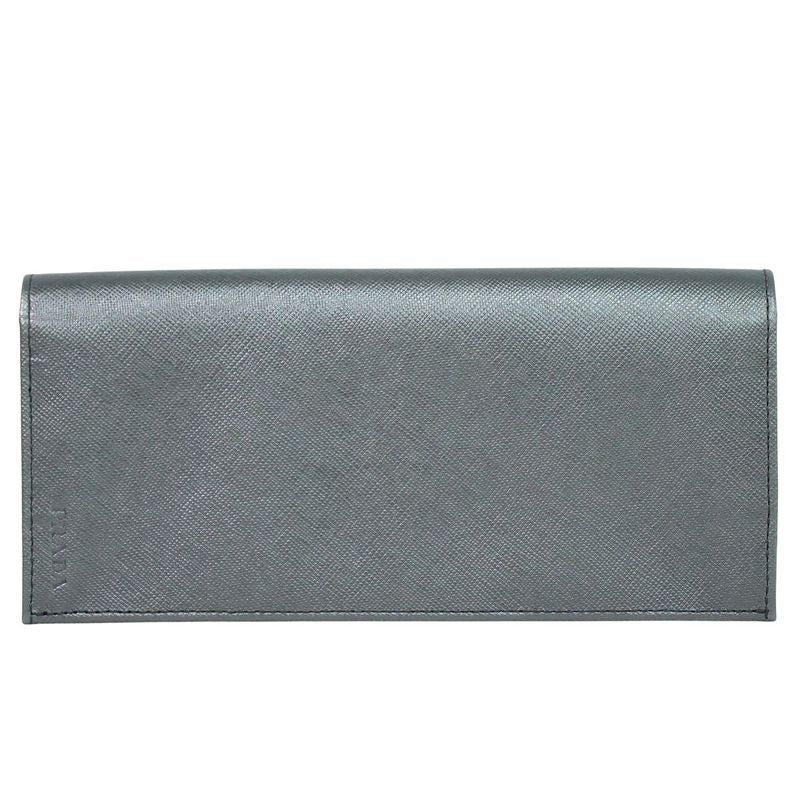 Prada Saffiano Leather Long Wallet Silver 2 M0836