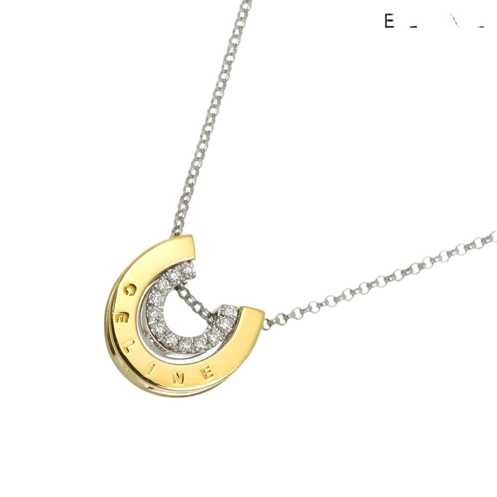 Celine Horse Shoe Diamond Necklace 42 cm 18k WG YG White Yellow