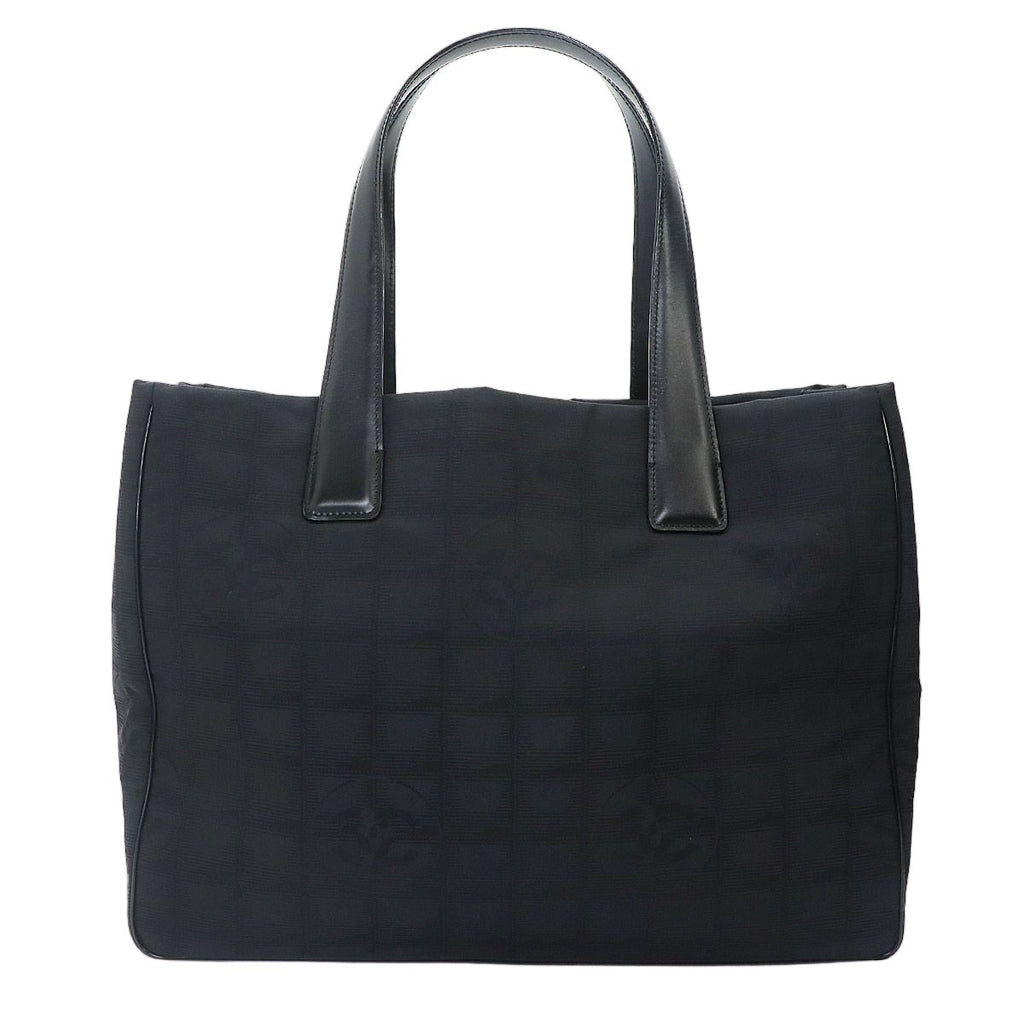 Chanel Line Tote MM Nylon Jacquard Leather Black