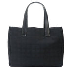 Chanel Line Tote MM Nylon Jacquard Leather Black