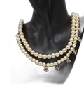 Chanel Faux Pearl Logo Double Chain : White Champagne