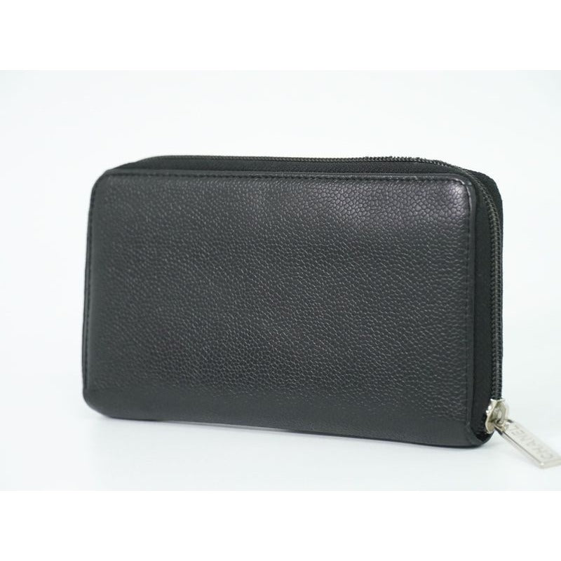 Chanel Coco Mark Round Zipper Long Wallet Caviar Leather — view 2