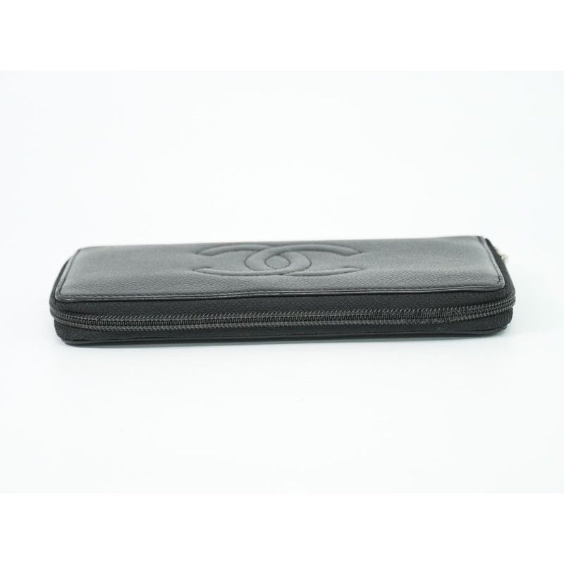 Chanel Coco Mark Round Zipper Long Wallet Caviar Leather — view 5
