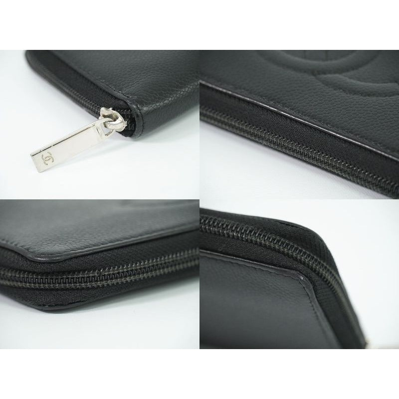 Chanel Coco Mark Round Zipper Long Wallet Caviar Leather — view 6