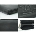 Chanel Coco Mark Round Zipper Long Wallet Caviar Leather — view 7