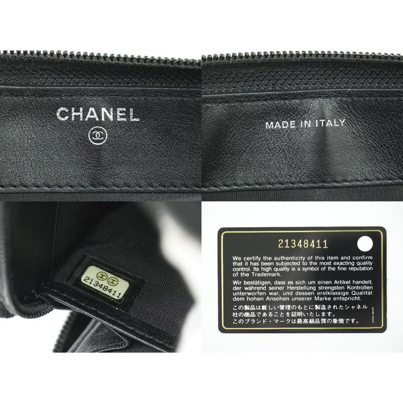 Chanel Coco Mark Round Zipper Long Wallet Caviar Leather — view 9