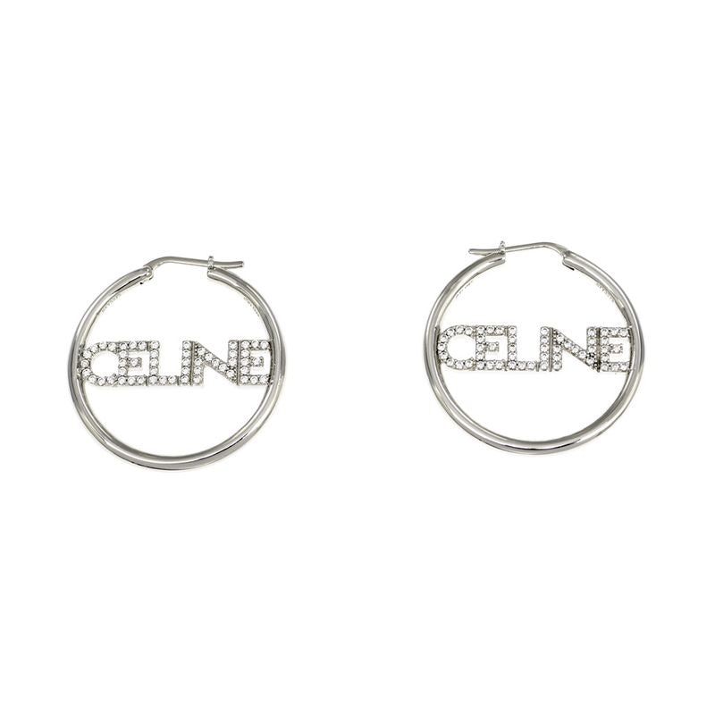 Celine Earrings Hoop Crystal Silver Color Pair Accessories — view 2