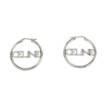 Celine Earrings Hoop Crystal Silver Color Pair Accessories