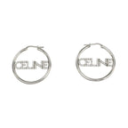 Celine Earrings Hoop Crystal Silver Color Pair Accessories
