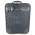 Chanel Travel Bag CC Logo Leather Nylon Black Carryon Luggage
