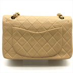 Chanel CC Logo Quilted Double Flap Chain Lambskin Shoulder Bag Beige — view 2