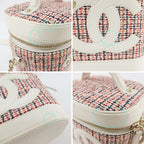 Chanel Vanity Case Chain Shoulder Tweed White Gold Hardware — view 6