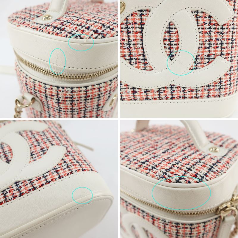 Chanel Vanity Case Chain Shoulder Tweed White Gold Hardware — view 6