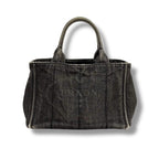 Prada Canapa SS 2-Way Mini Tote Shoulder Bag Denim Canvas Black — view 2