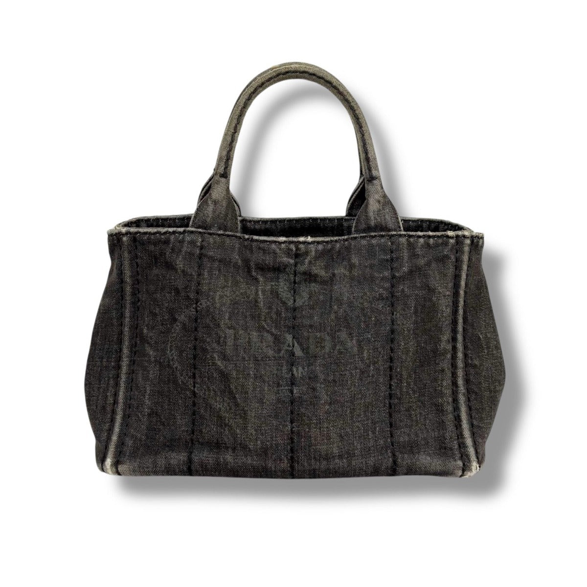 Prada Canapa SS 2-Way Mini Tote Shoulder Bag Denim Canvas Black — view 2