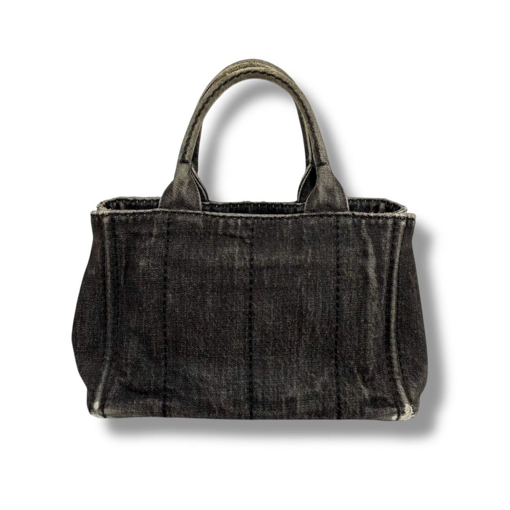 Prada Canapa SS 2-Way Mini Tote Shoulder Bag Denim Canvas Black — view 3