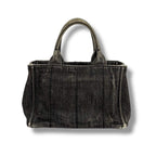 Prada Canapa SS 2-Way Mini Tote Shoulder Bag Denim Canvas Black — view 3