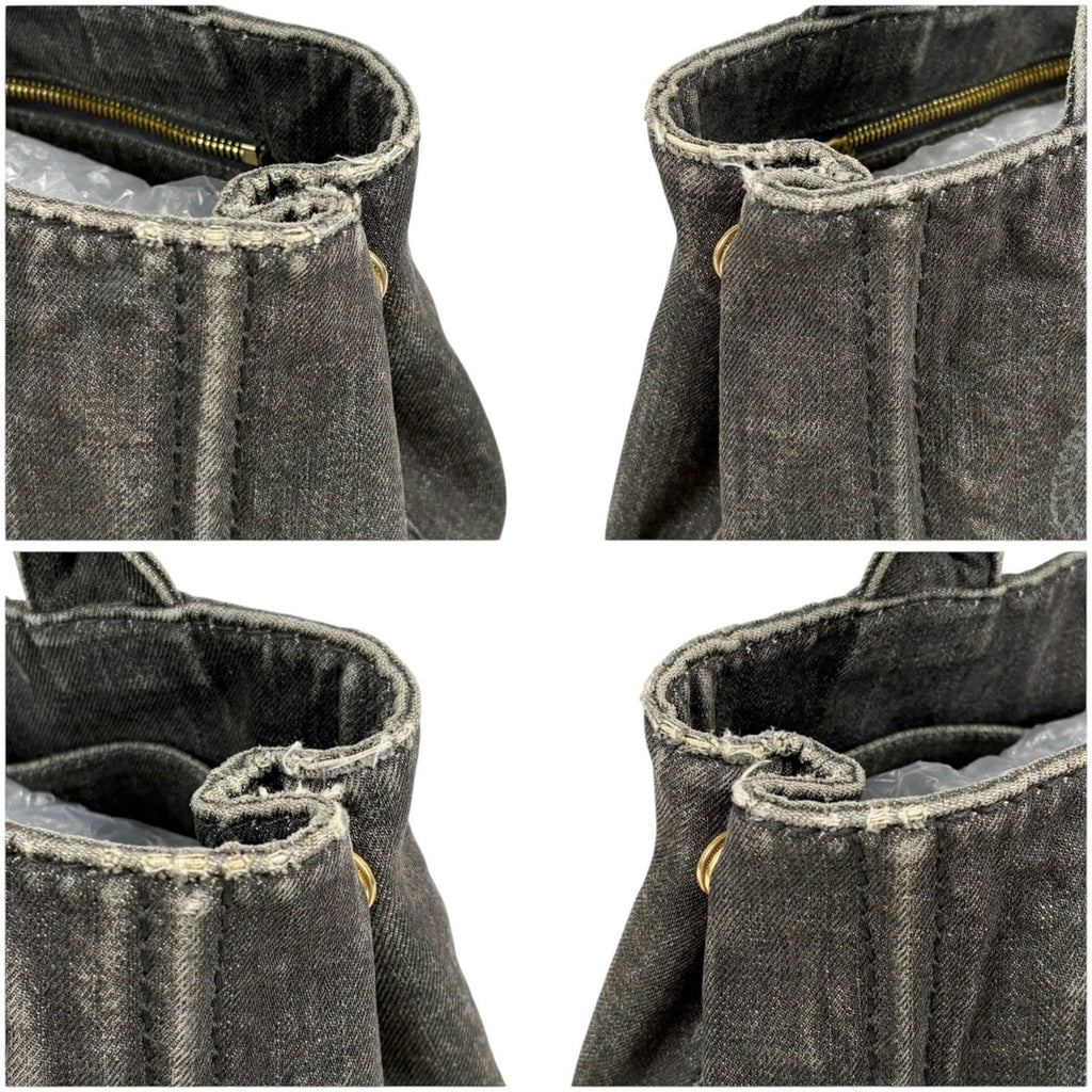 Prada Canapa SS 2-Way Mini Tote Shoulder Bag Denim Canvas Black — view 5