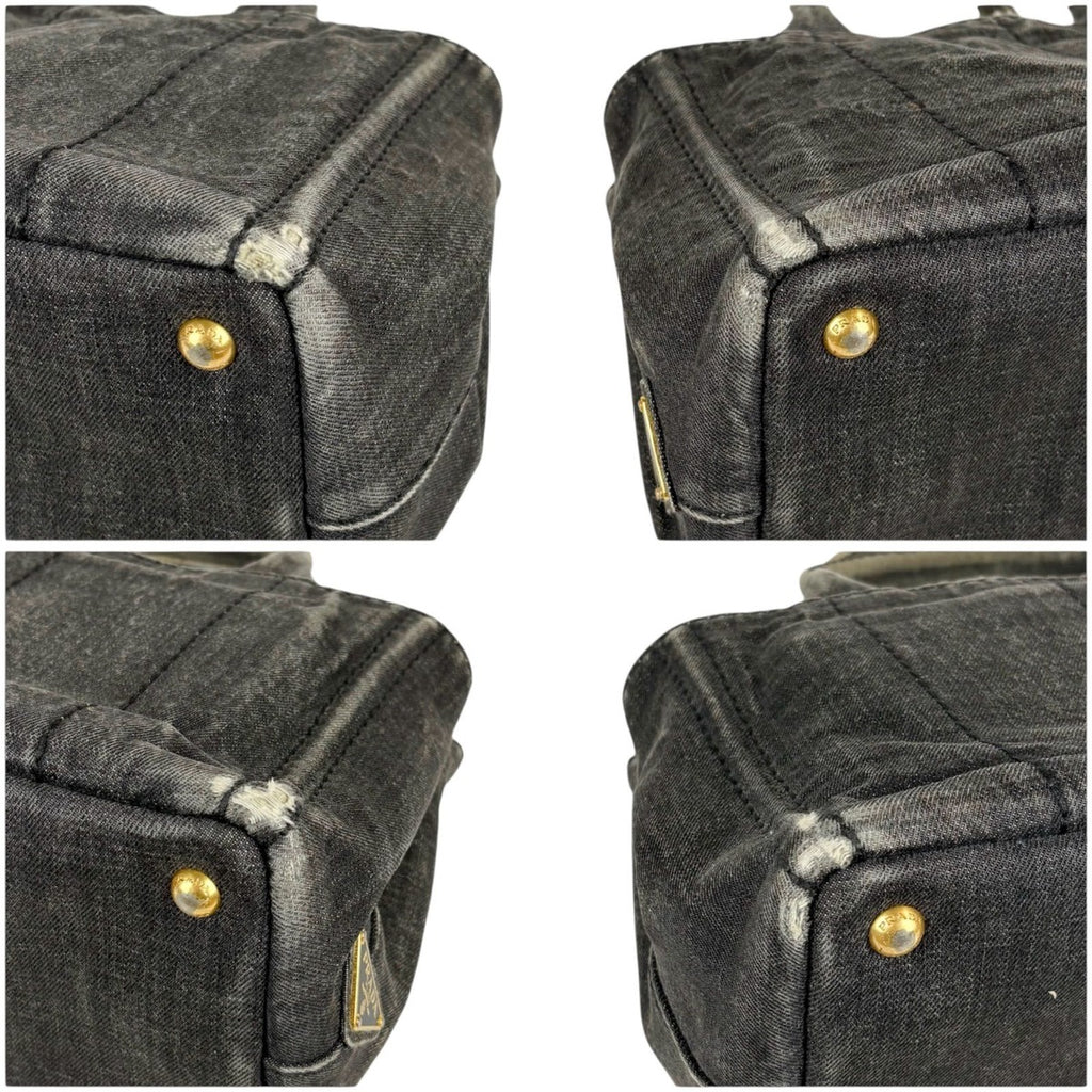 Prada Canapa SS 2-Way Mini Tote Shoulder Bag Denim Canvas Black — view 6