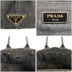 Prada Canapa SS 2-Way Mini Tote Shoulder Bag Denim Canvas Black — view 7