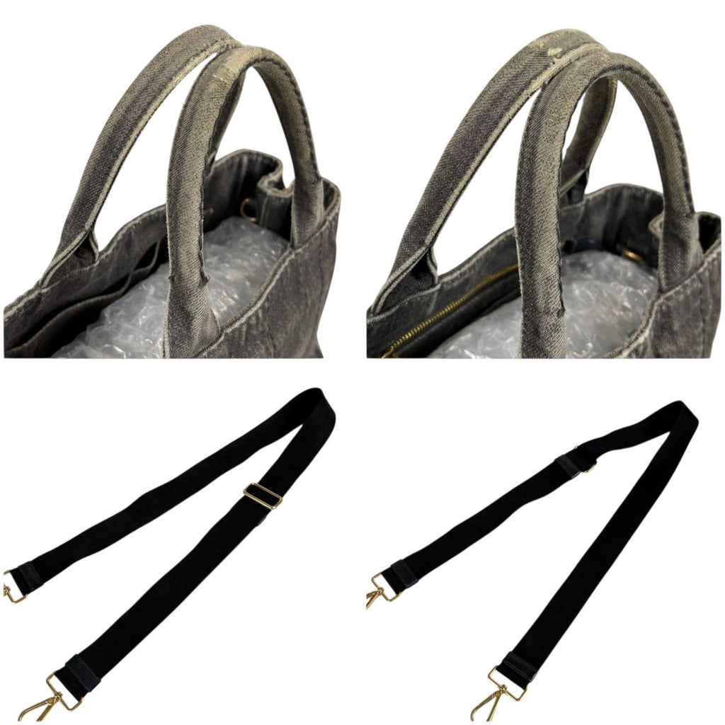 Prada Canapa SS 2-Way Mini Tote Shoulder Bag Denim Canvas Black — view 8