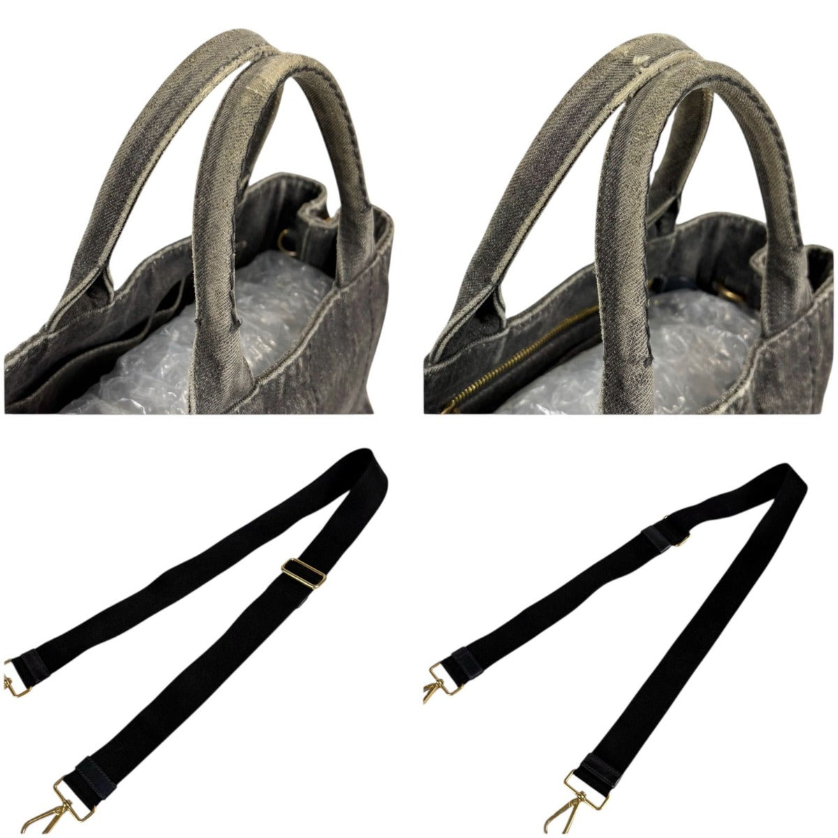 Prada Canapa SS 2-Way Mini Tote Shoulder Bag Denim Canvas Black — view 8
