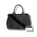 Prada Canapa SS 2-Way Mini Tote Shoulder Bag Denim Canvas Black