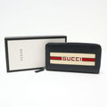Gucci Zip Around Wallet Black White Leather Canvas