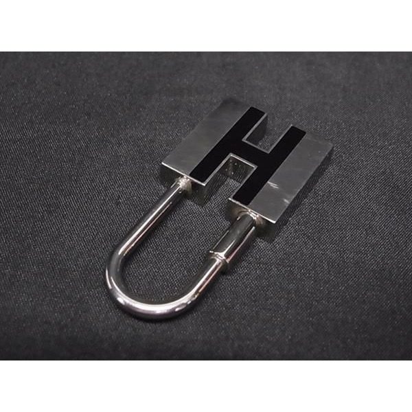 Hermes Motif Cadena Padlock Key Silver Black — view 2