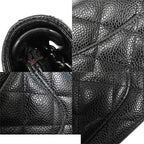 Chanel Chain Black Silver Caviar Leather Quilted Wallet Pochette Shoulder Bag — view 6