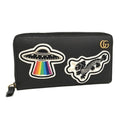 Gucci Round Zipper Long Wallet GG Marmont Ufo Leather Black