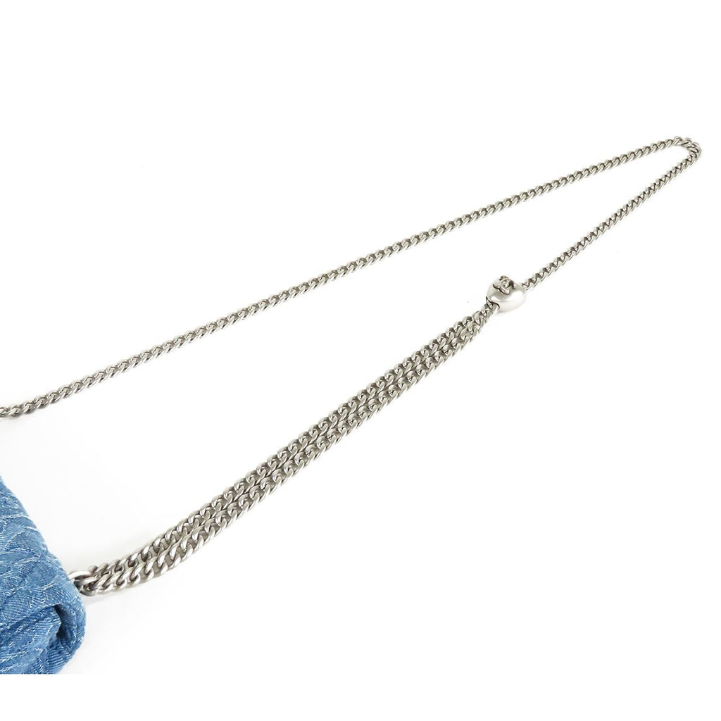 Chanel Camellia Denim Flap Blue Silver Chain Shoulder Bag — view 4
