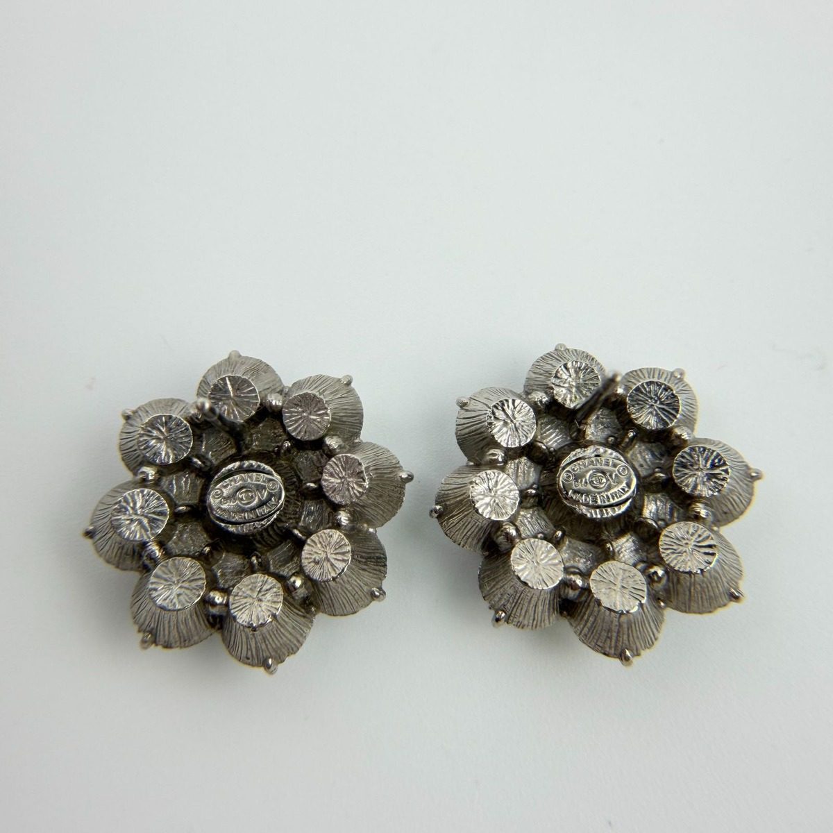 Chanel CC Logo Earrings Silver Vintage — view 7