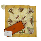 Hermes Scarf les Triples de Paris Mischievous Triplets 100% Silk Yellow