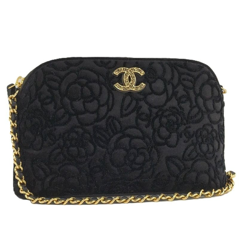 Chanel Chain Shoulder Pouch Velvet Black