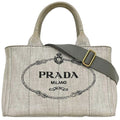 Prada 2-Way Tote Canapa Canvas Gray Vintage Crossbody Handbag