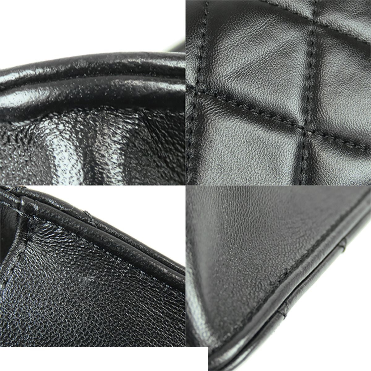 Chanel Chain Shoulder Bag Black Gold Lambskin Quilted 20 2-Way — view 8