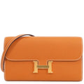 Hermes Constance Long to Go Toffee Gold Epsom Wallet Shoulder Bag