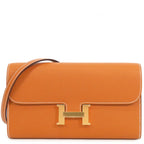 Hermes Constance Long to Go Toffee Gold Epsom Wallet Shoulder Bag