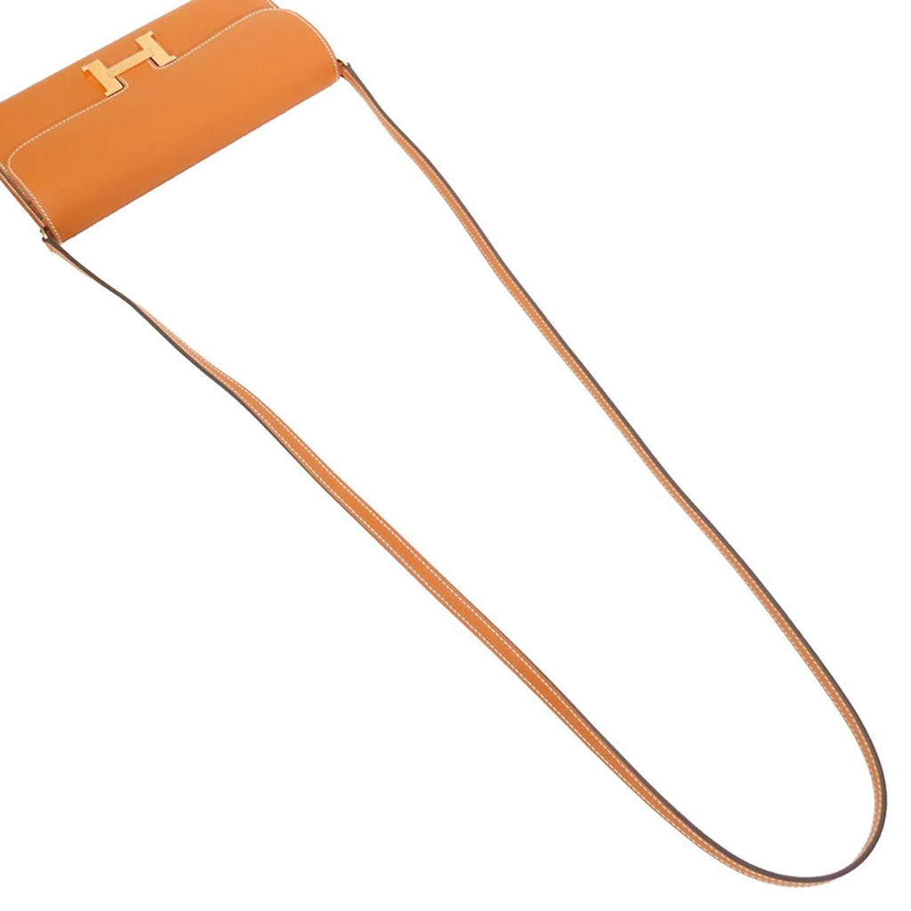 Hermes Constance Long to Go Toffee Gold Epsom Wallet Shoulder Bag — view 4