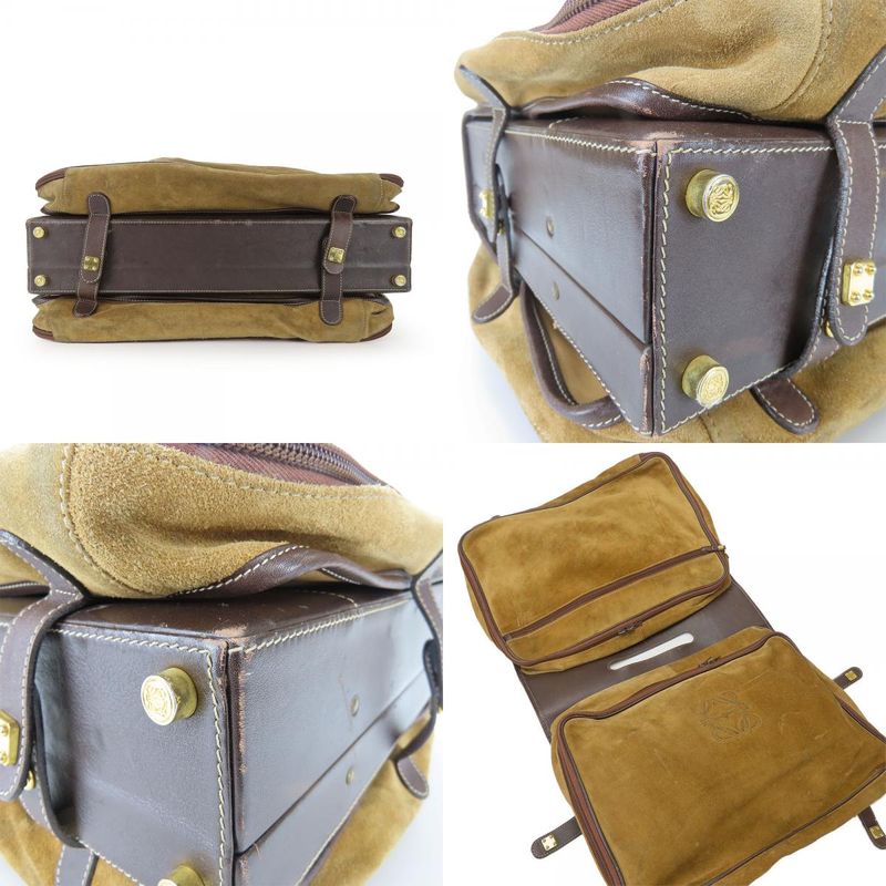 Loewe Business Bag Leather Brown Beige Gold Hardware Attache Case Hard — view 2