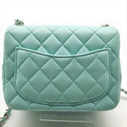 Chanel CC Logo Turnlock Lambskin Mini Quilted Chain Shoulder Bag Blue — view 2