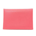Hermes Calvi Duo Rose Azalea Silver Card Case Epsom